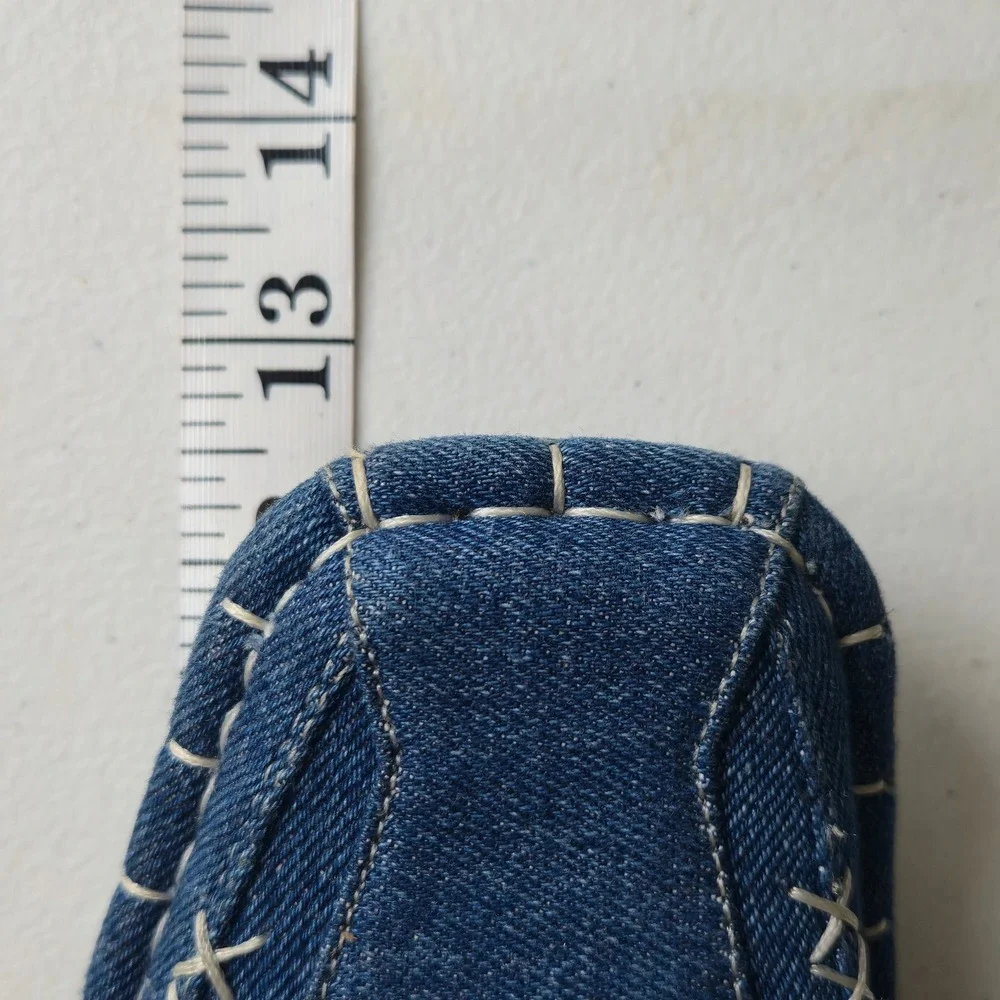 Majestic Collection Mens Denim Loafers Blue Square Toe Contrast Stitch 8 80900